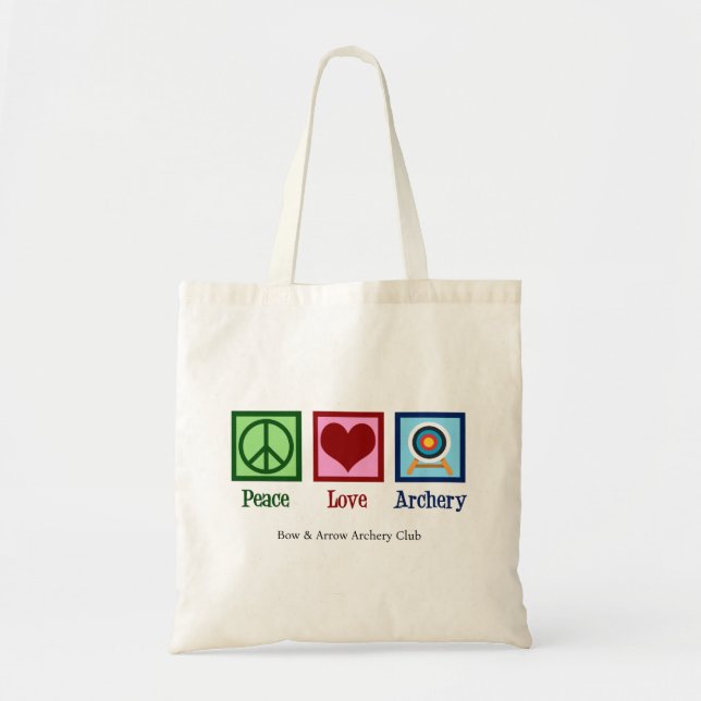 Tote Bag Peace Love Archery Cute Personnalisable (Devant)