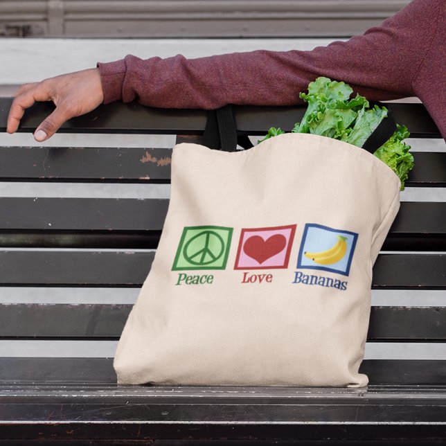 Tote Bag Peace Love Bananas (Créateur téléchargé)