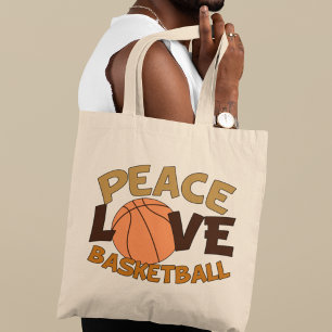 Tote Bag Peace Love Basketball Orange/Brown