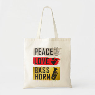 Tote Bag Peace Love Bass Horn Marching Band French Horn