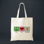 Tote Bag Peace Love Chow Chow<br><div class="desc">Joli cadeau Chow Chow pour un propriétaire de chien. Un signe de paix,  un coeur,  et une jolie bouffe à la langue violette.</div>