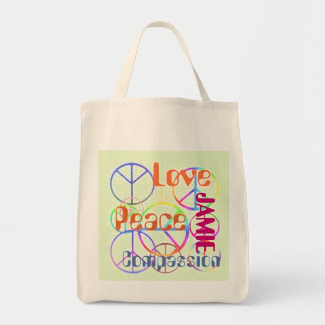 Tote Bag Peace Love Compassion Fourre-tout (Devant)