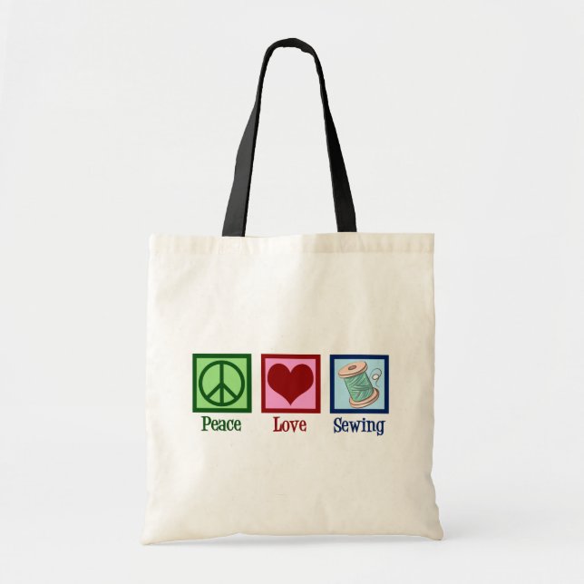 Tote Bag Peace Love Coudre mignonne Seamstress (Devant)
