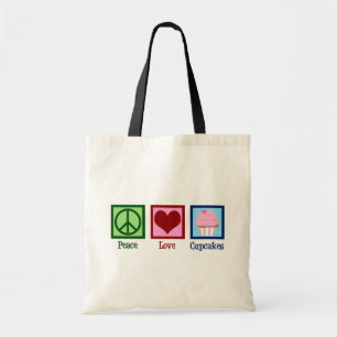 Tote Bag Peace Love Cupcakes Cute Baker