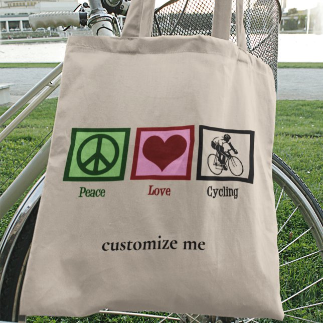 Tote Bag Peace Love Cyclist Cute Custom Cyclist (Créateur téléchargé)
