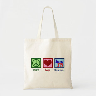 Tote Bag Peace Love Democrat Cute Political