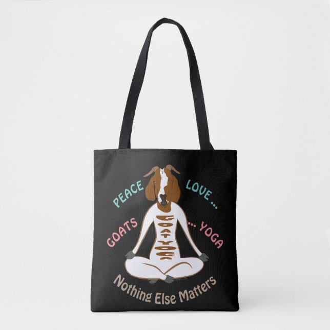 Tote Bag PEACE LOVE GOATS YOGA | GetYerGoat™ (Devant)