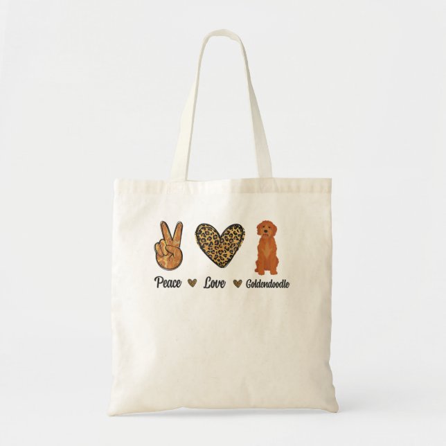 Tote Bag Peace Love Goldendoodle Leopard Lover Animaux de c (Devant)