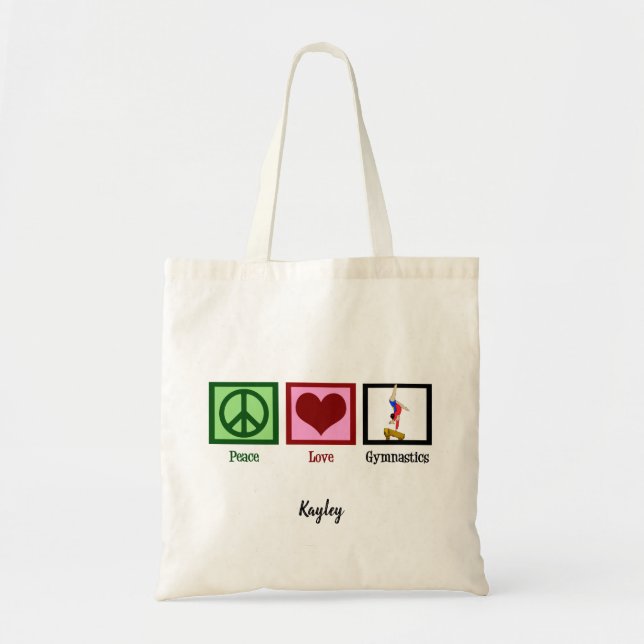 Tote Bag Peace Love Gymnastique Cute Gymnaste personnalisée (Devant)
