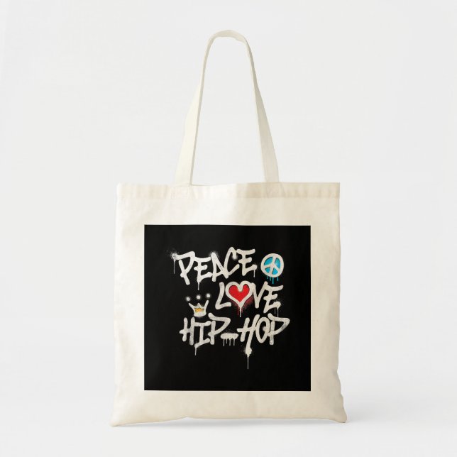 Tote Bag Peace Love Hip hop Dancing (Devant)