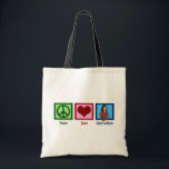 Tote Bag Peace Love Journalism<br><div class="desc">Un signe de paix,  un coeur,  et un journaliste.</div>