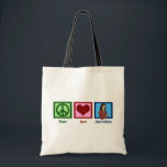 Tote Bag Peace Love Journalism<br><div class="desc">Un signe de paix,  un coeur,  et un journaliste.</div>