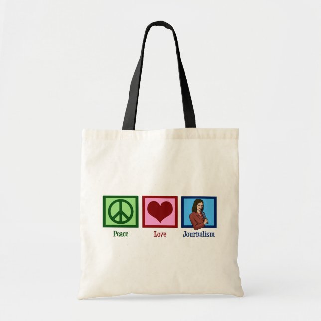 Tote Bag Peace Love Journalism (Devant)