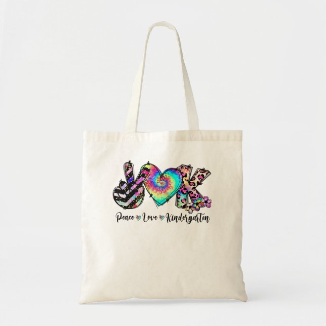 Tote Bag Peace Love Kindergarten Enseignant Enseignant Kind (Devant)