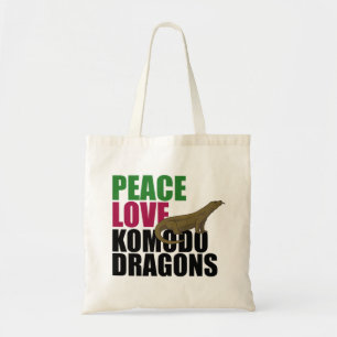 Tote Bag Peace Love Komodo Dragons