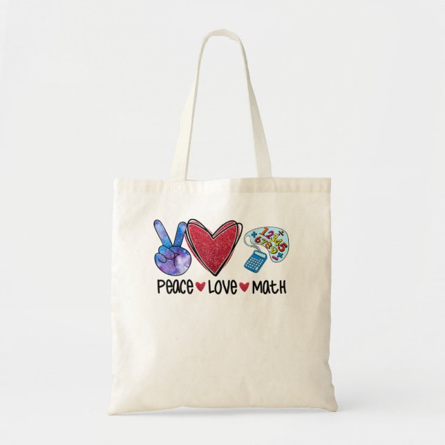 Tote Bag Peace Love Math Funny Enseignant (Devant)