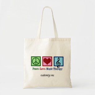 Tote Bag Peace Love Music Therapist Personnalisé