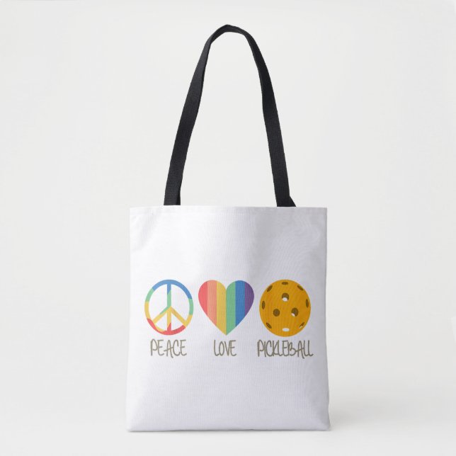 Tote Bag Peace Love Pickleball (Devant)