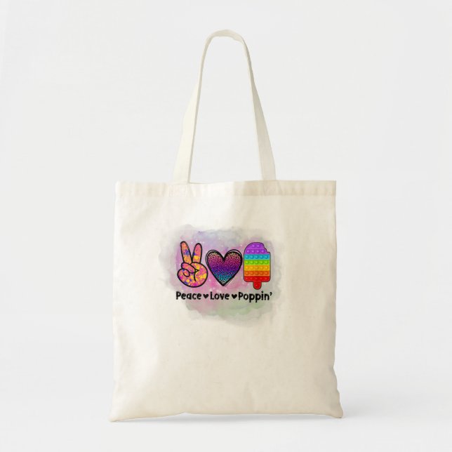 Tote Bag Peace Love Poppin' Tie Dye Push Fidget Toy (Devant)