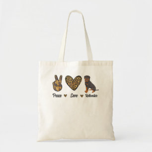 Tote Bag Peace Love Rottweiler Lover Pet Dog Puppy Propriét