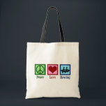 Tote Bag Peace Love Rowing Team Cute Crew Rowers<br><div class="desc">Peace Love Rowing Team. Un cadeau de rameur cool pour quelqu'un qui se présente comme un sport avec une équipe sportive.</div>