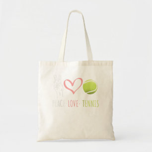 Tote Bag Peace Love Tennis Tennis Joueur balle amour coeur