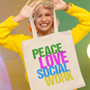 Tote Bag Peace Love Travail social