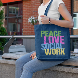 Tote Bag Peace Love Travail social personnalisé