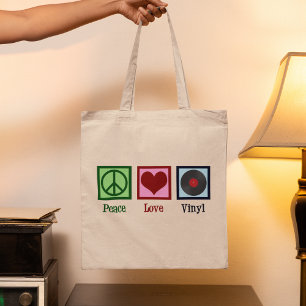 Tote Bag Peace Love Vinyl Records