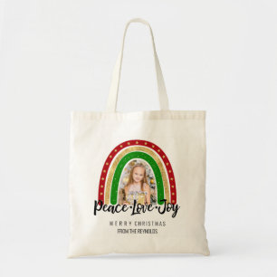 Tote Bag Peace Loy Joyeux Noël Rainbow Photo