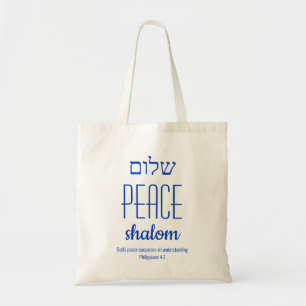 Tote Bag PEACE Shalom Hébreu ש ל ו ם Écriture personnalisée