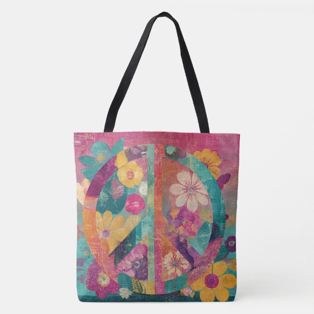 Tote Bag Peace symbol colourful  (Devant)