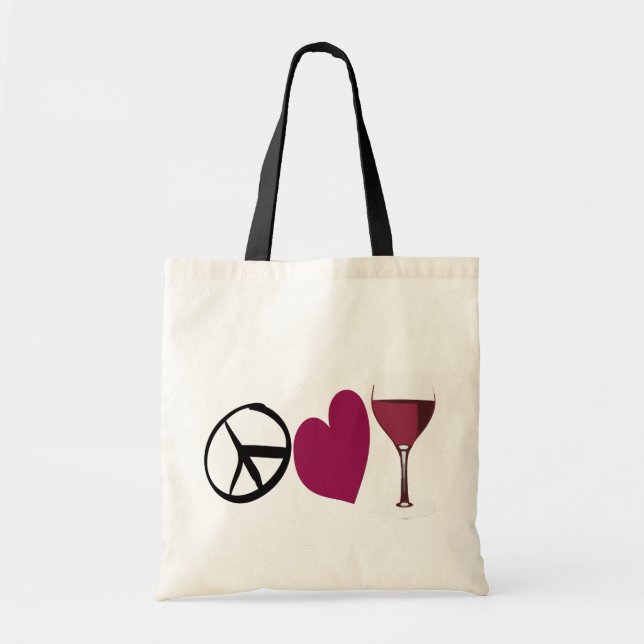 Tote Bag PeaceLove&Wine Fourre-tout (Devant)