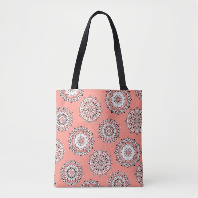 Tote Bag Peach Mandalas Fourre-tout (Devant)