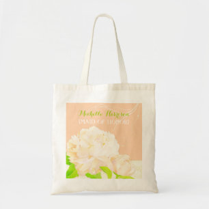 Tote Bag Peach Peony Bridesmaiers ou Maid of Honor Gift