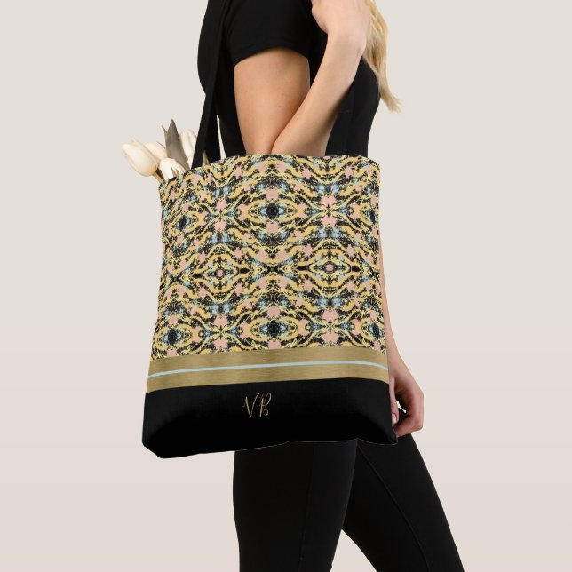 Tote Bag Peachy et noir couleur Splash (De près)