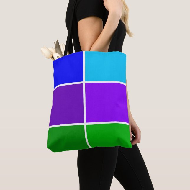 Tote Bag Peacock Color Geometric blocs (De près)