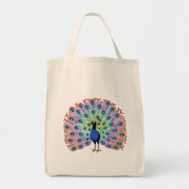 Tote Bag Peacock coloré (Devant)
