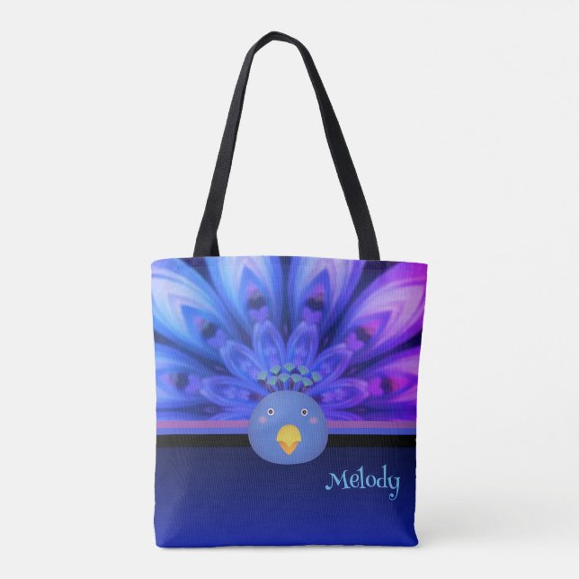 Tote Bag Peacock Électrique Violet & Bleu Mandala Fourre-to (Dos)