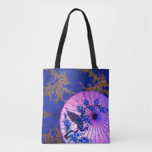 Tote Bag Peacock oriental parasol japonais cerisier fleurs