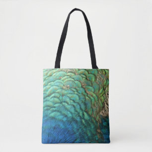 Tote Bag Peacock Plumes I Colorful Abstrait Nature Design
