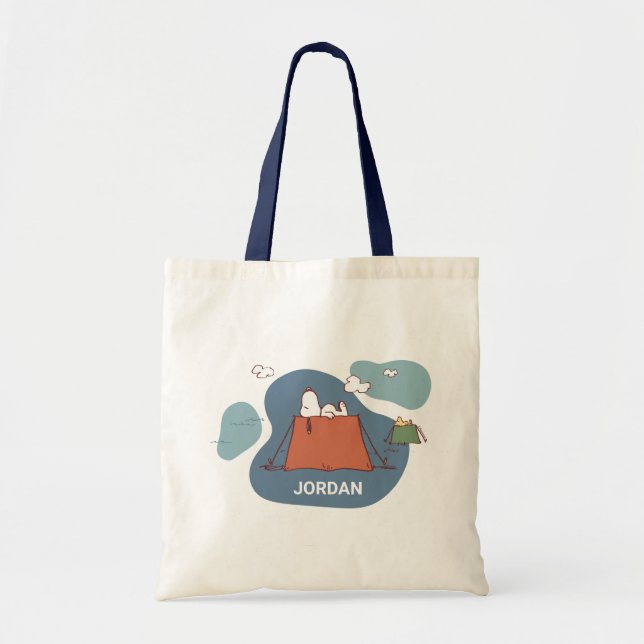 Tote Bag Peanuts | Snoopy & Woodstock | Add Your Name (Devant)