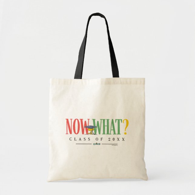 Tote Bag Peanuts Woodstock Now What Graduation Funny Quote (Devant)