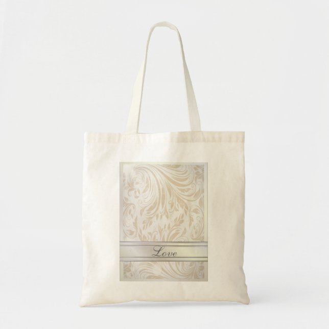 Tote Bag Pearl Blanc Formal Mariage damassé Favoriser (Devant)