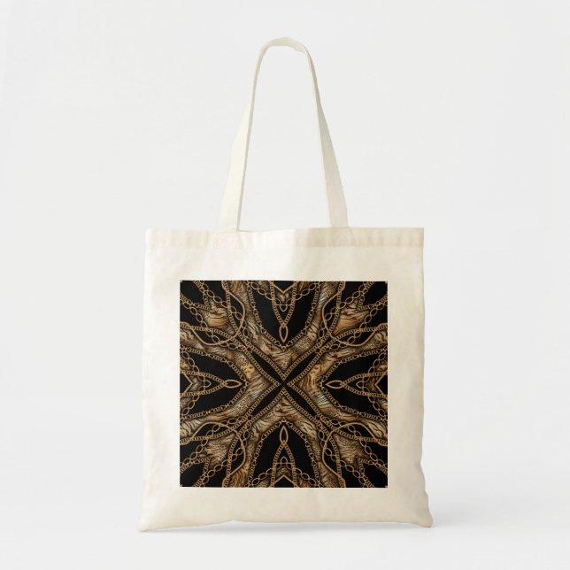 Tote Bag Peau léopard et bijoux en chaîne (Devant)