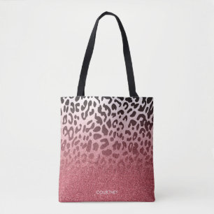 Tote Bag Peau rose de léopard de parties scintillantes