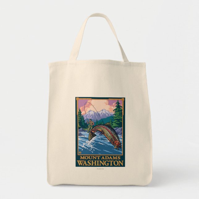 Tote Bag Pêche à la mouche - Mont Adams, Washington (Devant)