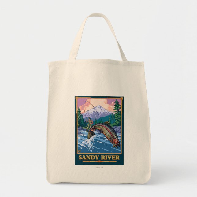 Tote Bag Pêche à la mouche - Sandy River, Oregon (Devant)