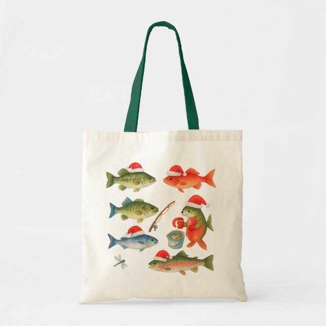 Tote Bag Pêche amour Noël thème avec Santa Hat (Devant)