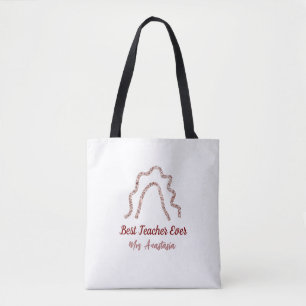 Tote Bag Pêche marron paillettes arc-en-ciel remerciement p